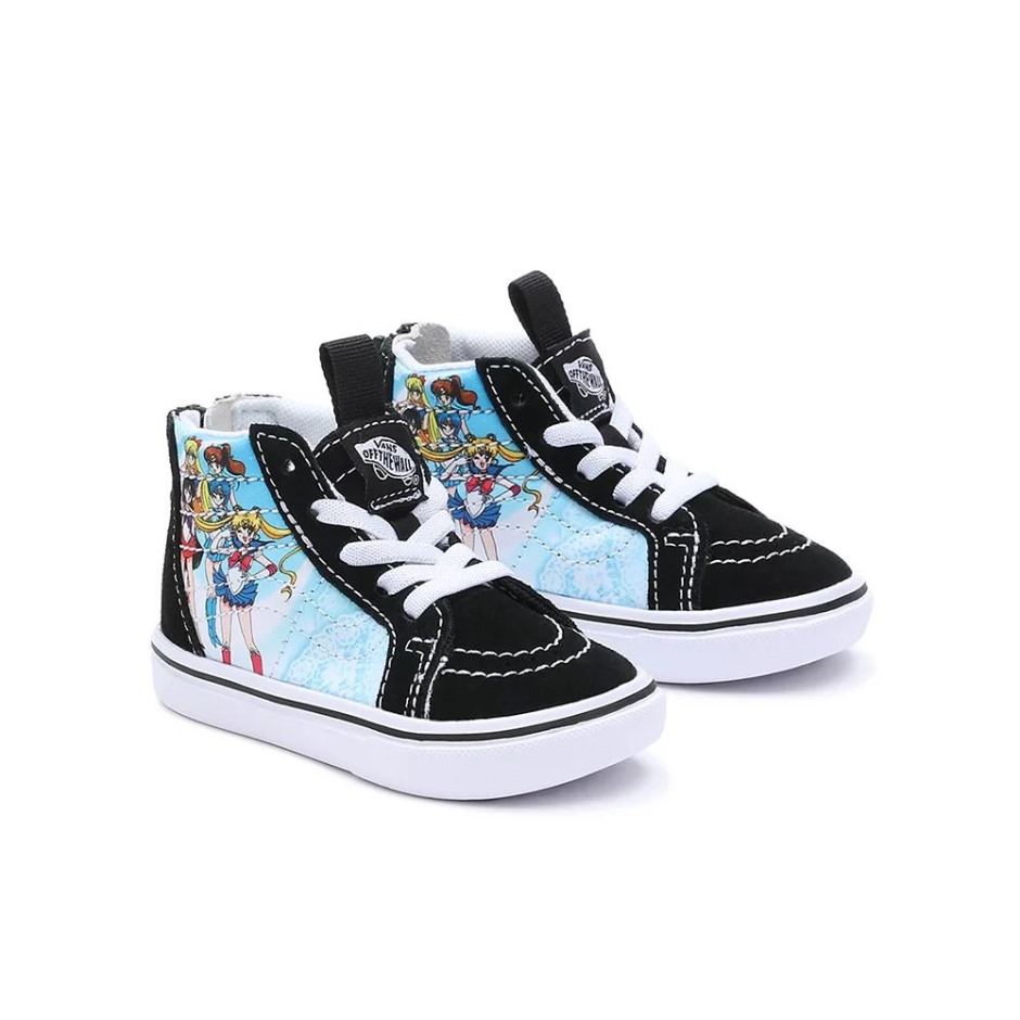 טנדרים לפעוטות X Pretty Guardian Sailor Moon Comfycush Sk8-hi Zip Shoes (1-4 שנים) שחורות
