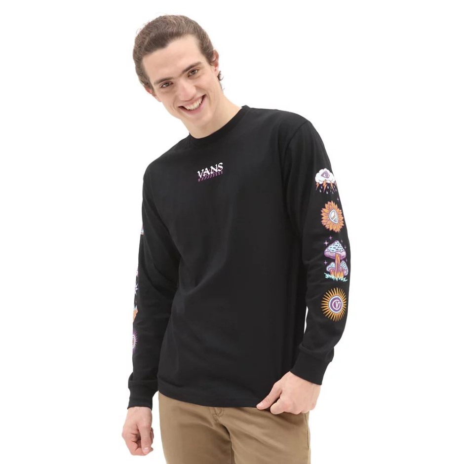 Vans אבסטרקט Daze חולצת טריקו עם שרוול ארוך שחור