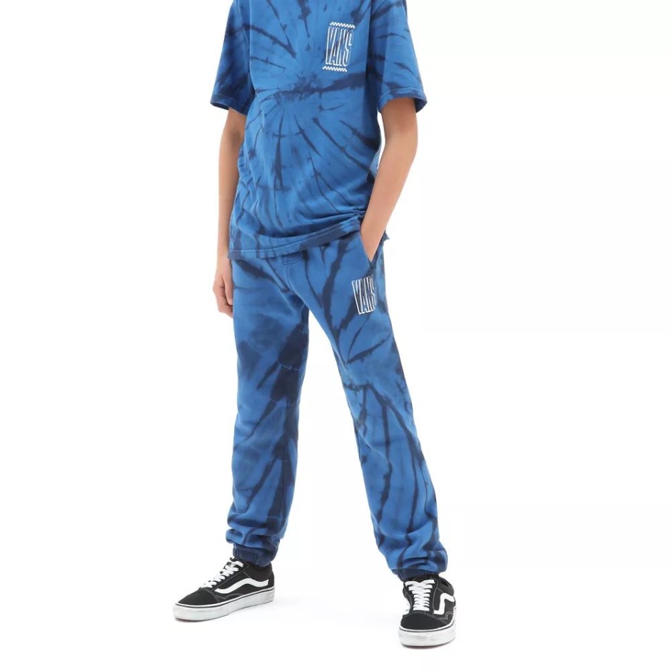 מכנסי פליסה (8-14 שנים) מכנסי טנדר בנים Tie Dye כחול