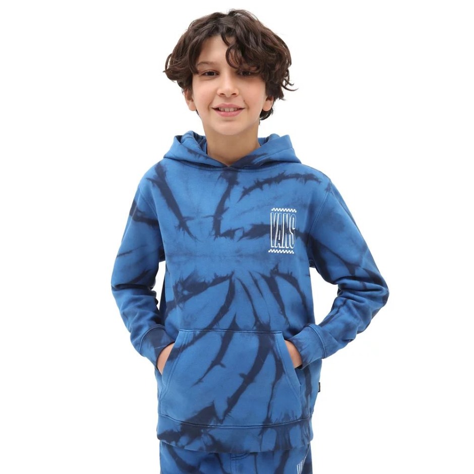 טנדר בנים Tie Dye סוודר קפוצ'ון (8-14 שנים) כחול