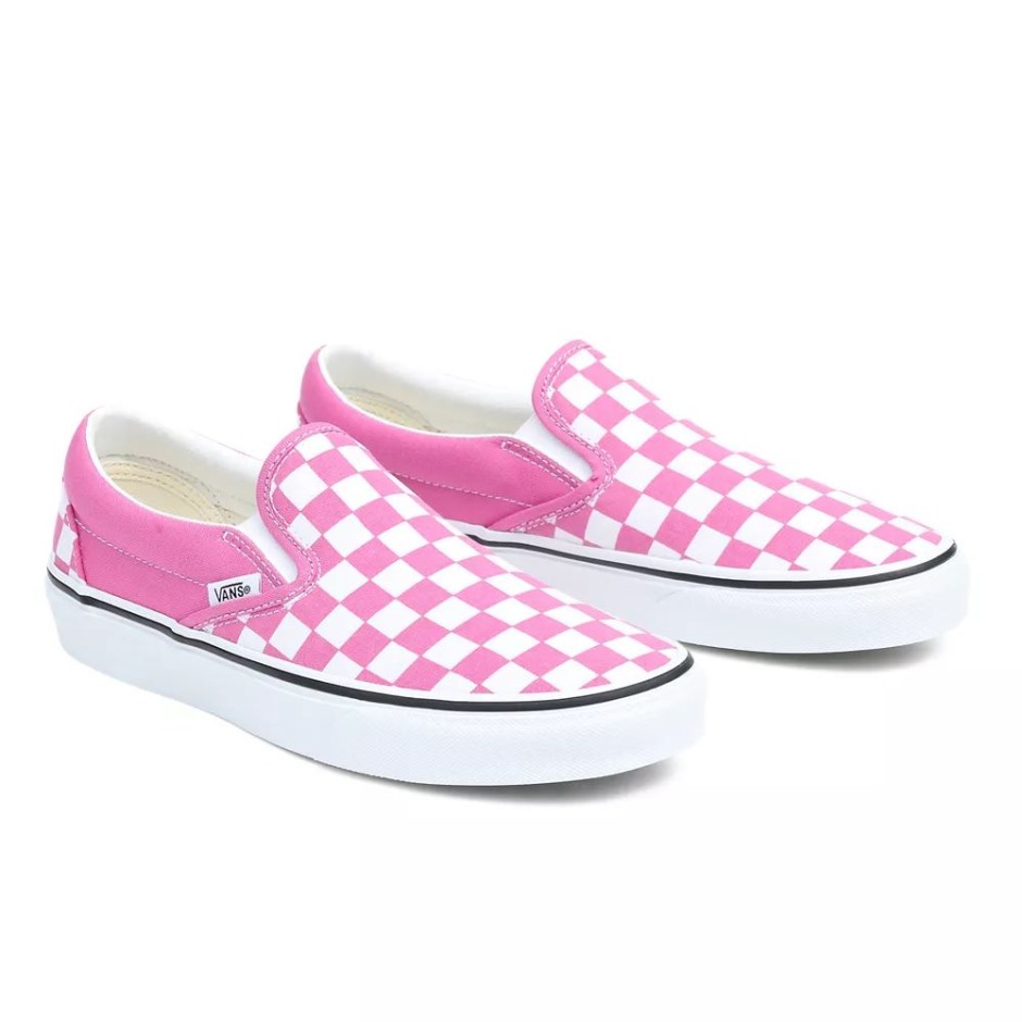 Vans נעלי סליפ-און קלאסיות לבנות-וורודות