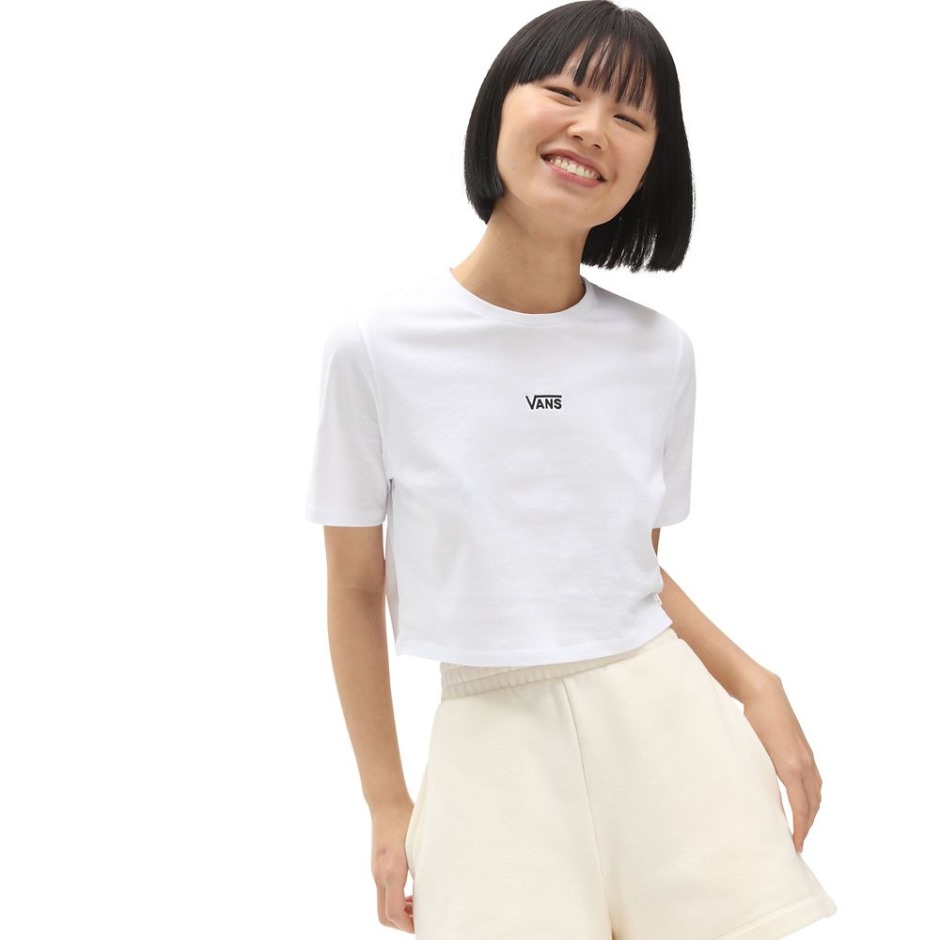 Vans Flying V Crop Crew ספורט חולצת טריקו לבנה