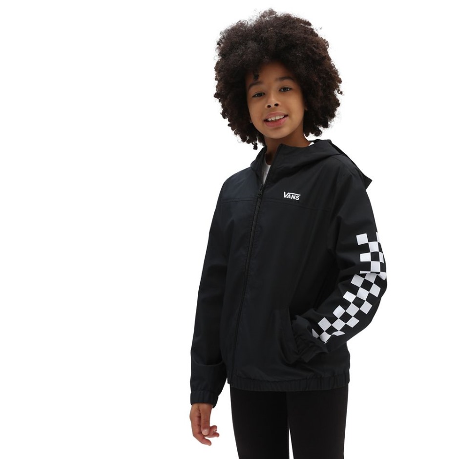 Vans Gr Girls Kastle מעיל רוח קלאסי (8-14 שנים) שחור-לבן