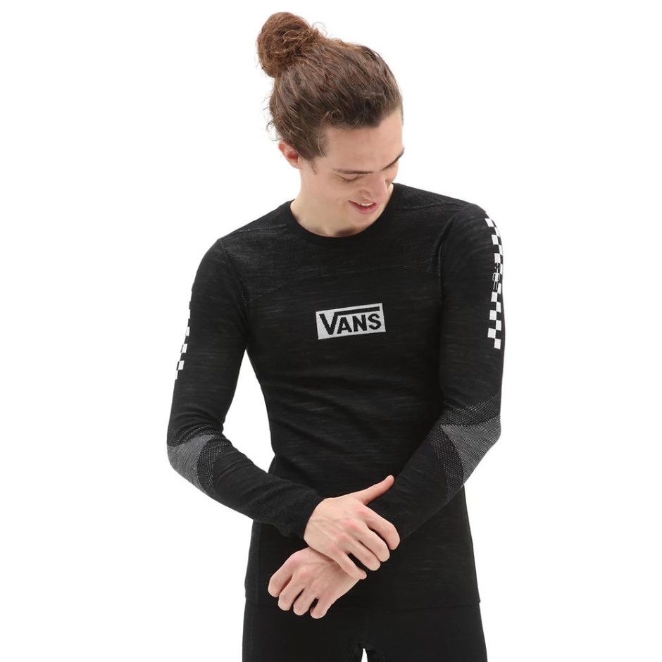Vans Intraknit מרינו שכבת בסיס צוות חולצה שחורה