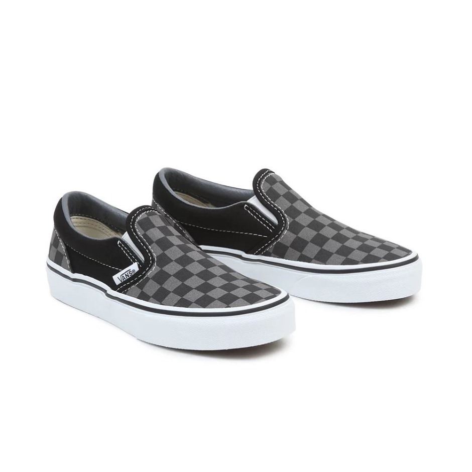 Vans ילדים דמקה נעלי החלקה קלאסיות (4-8 שנים) שחור-אפור