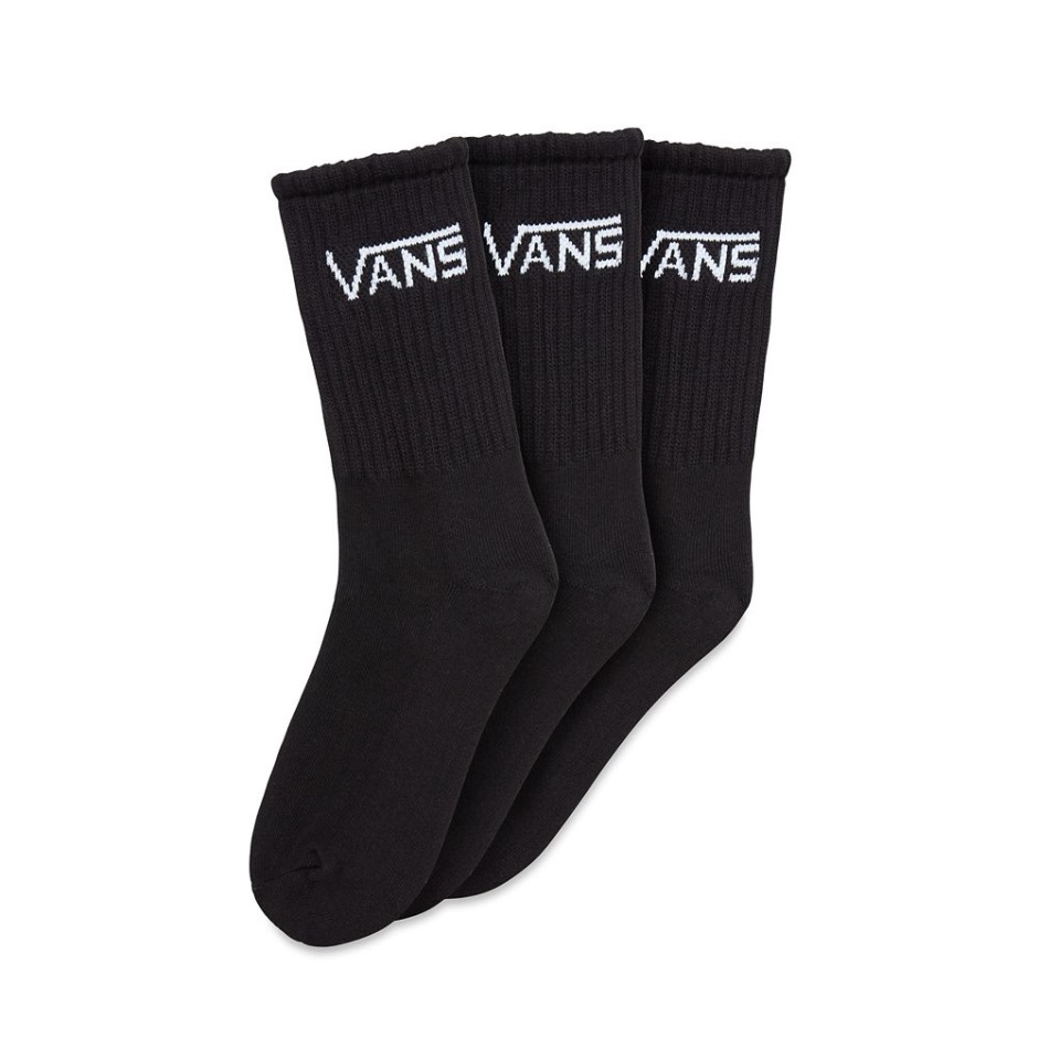Vans Kids גרבי צוות קלאסיות (3 זוגות 8-14 שנים) שחורים