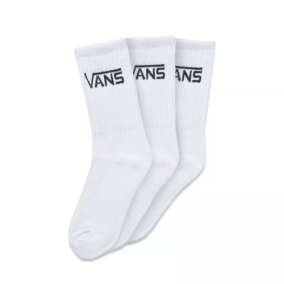 Vans Kids גרבי צוות קלאסיות (3 זוגות 8-14 שנים) לבנים