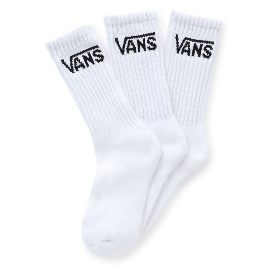 Vans Kids Classic Crew Socks Us 10-13.5 (3 זוגות) לבנים