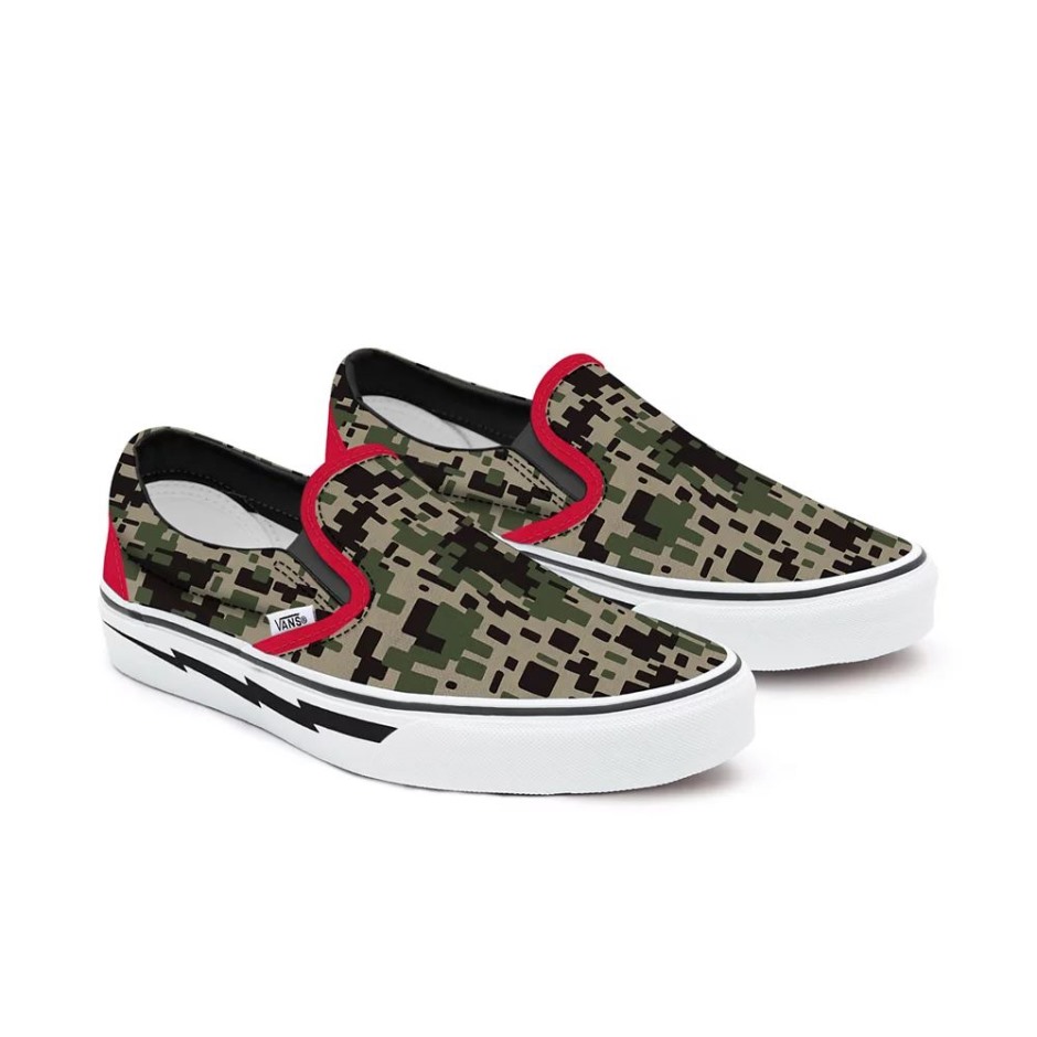 Vans Kids מכס פיקסל Camo נעלי החלקה (4-8 שנים)
