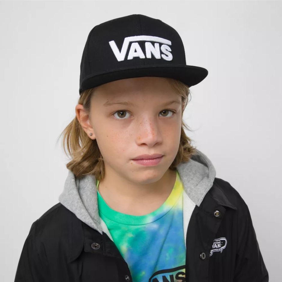 Vans Kids Drop V Snapback כובע (8-14 שנים) שחור-לבן