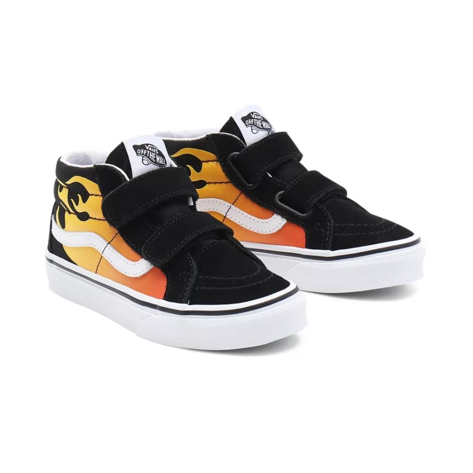 Vans Kids Hot Flame Sk8-mid Resution V Shoes (4-8 שנים) שחורות