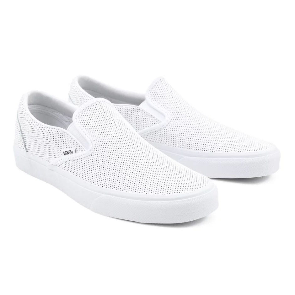 Vans פרף עור קלאסי נעלי החלקה לבנות