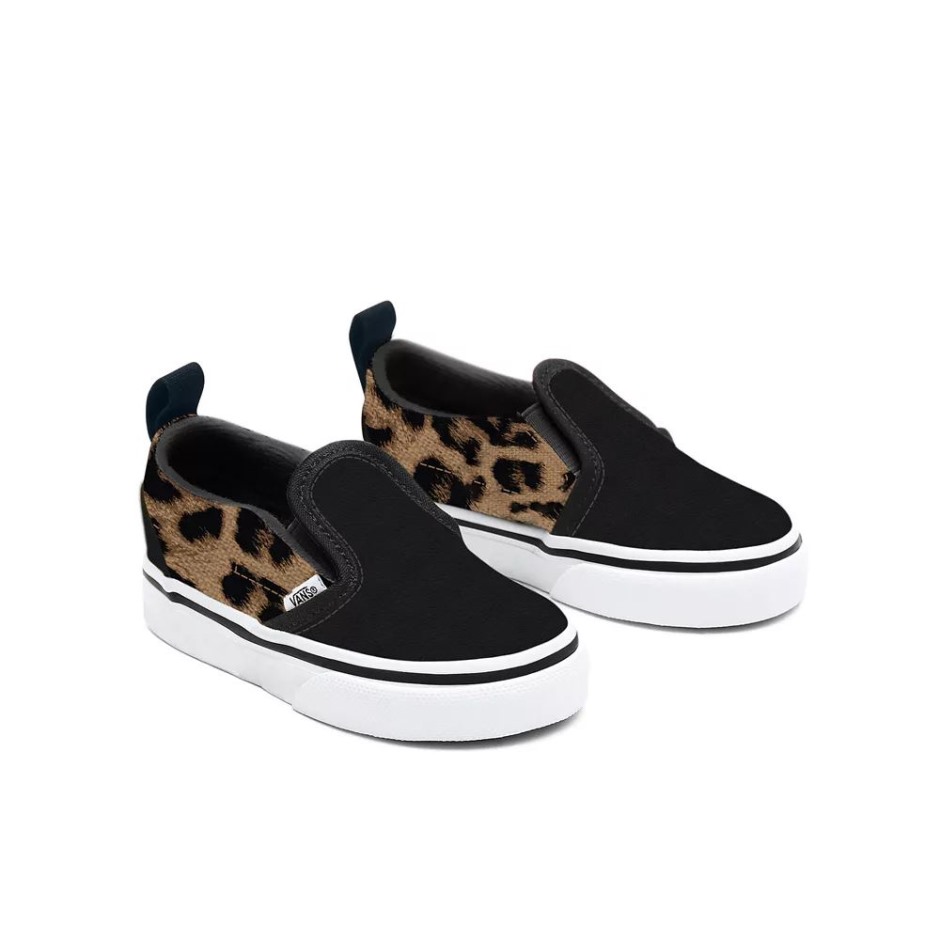 Vans פעוט מכס נעלי החלקה נמר שחורות (1-4 שנים)