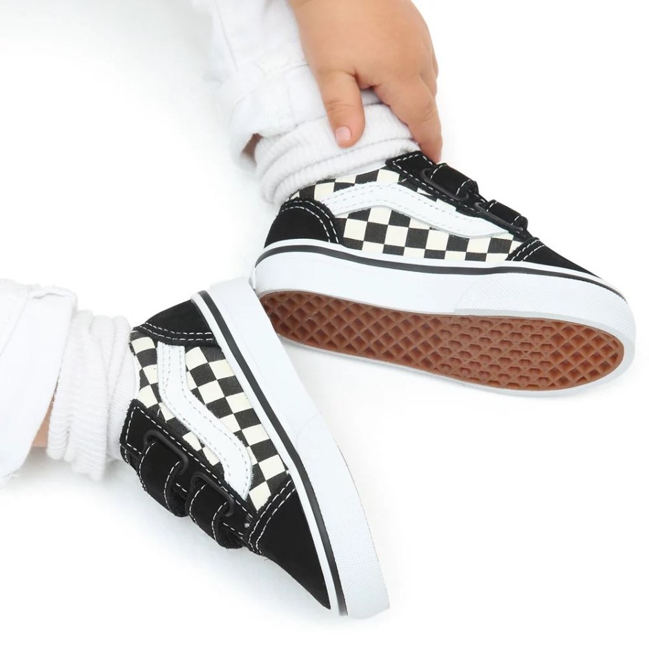 Vans Toddler Primary Check Old Skool V נעלי (1-4 שנים) שחור-לבן