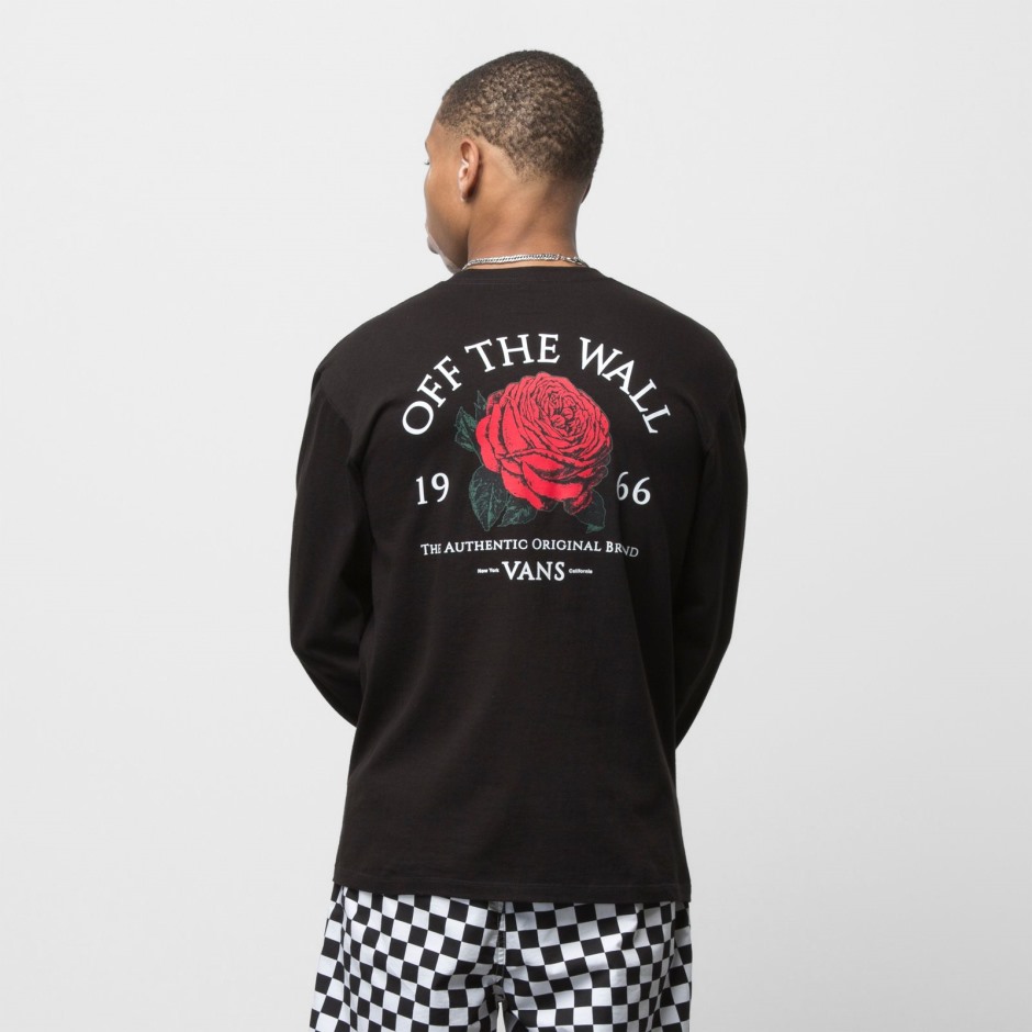 Vans אותנטי מקורי אדום חולצת טריקו עם שרוול ארוך שחור