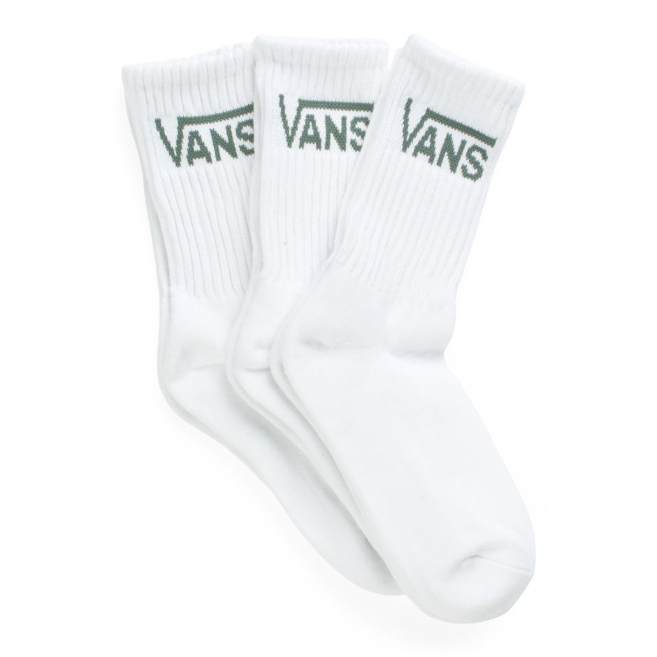 Vans Classic Crew Sok 3pk מידה 6.5-10 לבן-ברווז ירוק