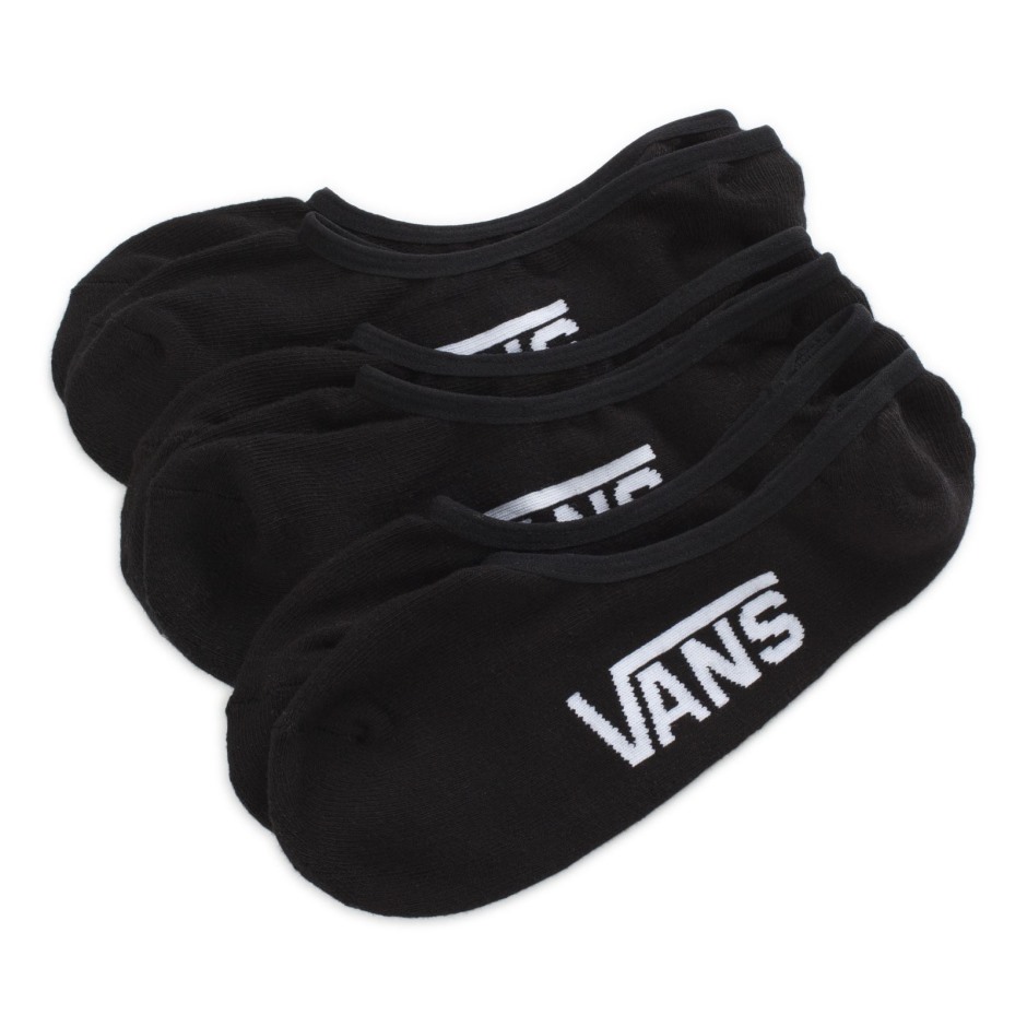 Vans Classic Super No Show גרביים 3 חבילות גודל 9.5-13 שחור