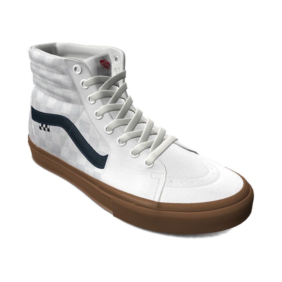 Vans Customs True White Checkerboard Skate Sk8-hi