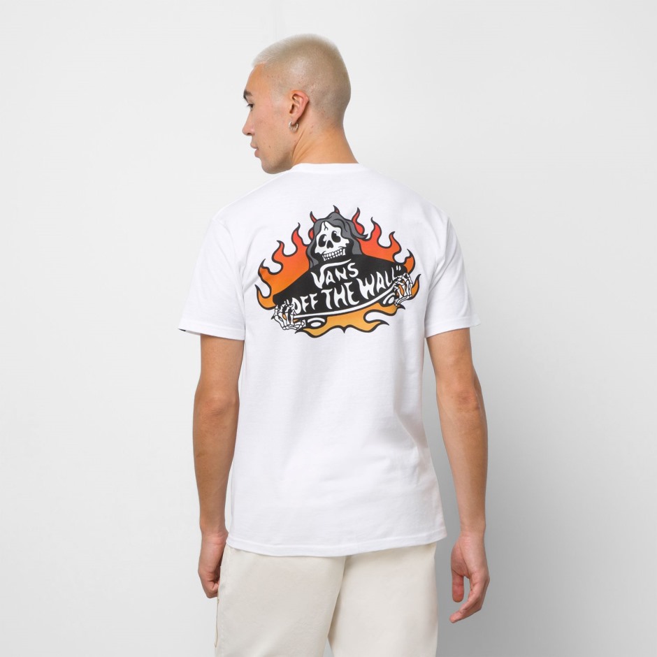 Vans Fuego Skeleton לוגו חולצה לבנה