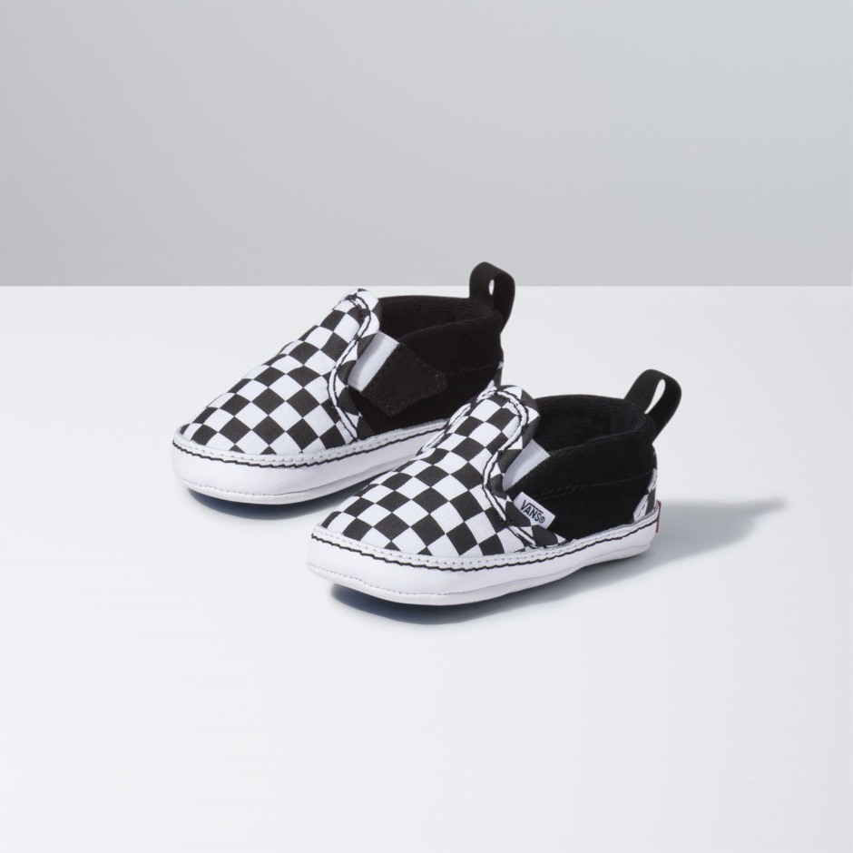 Vans Infant Checker Slip-on V עריסה שחור-אמת לבן