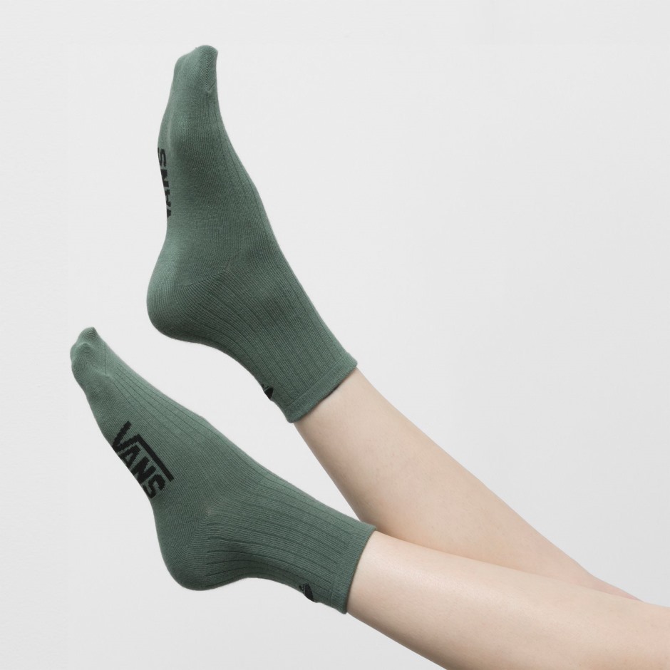 Vans Kickin It Crew Sock 6.5-10 Duck ירוק-שחור