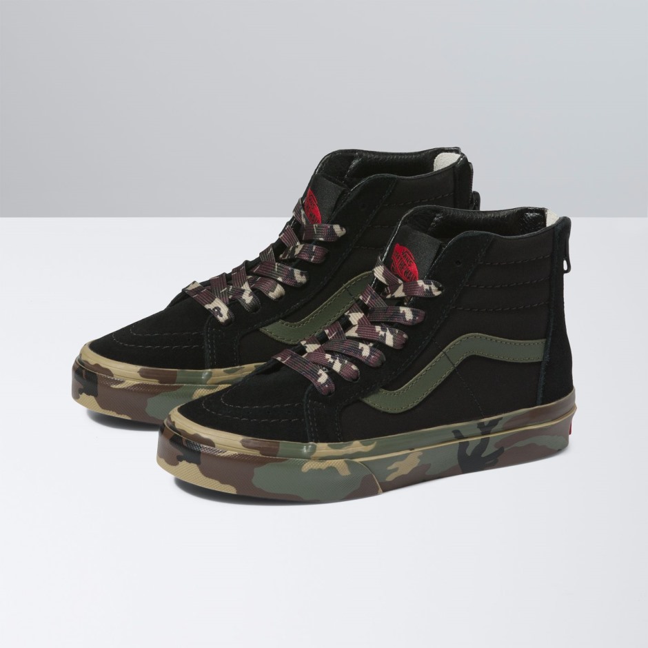 Vans Kids Camo Sidewall Sk8-hi Zip שחור