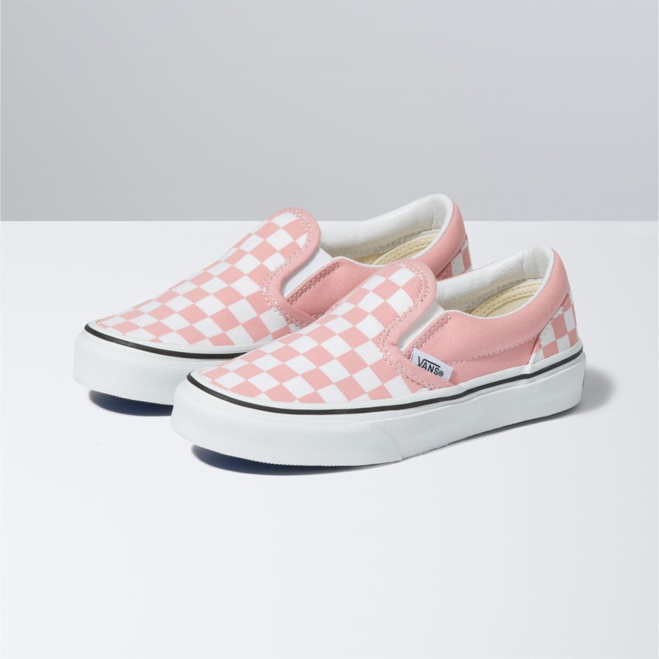 Vans Kids לוח דמקה קלאסי מחליק פודרה ורוד-לבן אמיתי