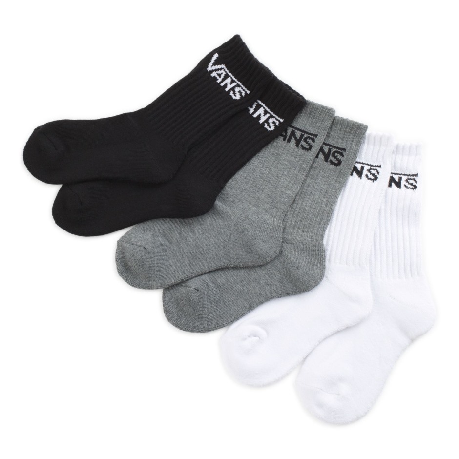 Vans Kids גרבי צוות קלאסיות 3 זוגות חבילה שחורה מגוונת