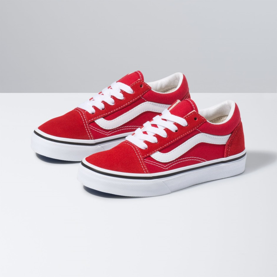 Vans Kids Old School מירוץ אדום-לבן אמיתי