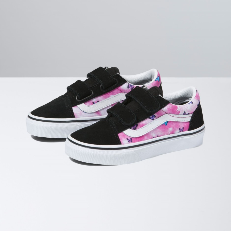Vans Kids Old School V Butterfly Dream פוקסיה אדום-לבן אמיתי