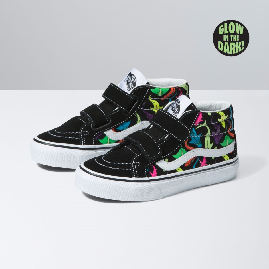 Vans Kids Sk8-mid הוצאה מחודשת V Glow Sharks Black Multi