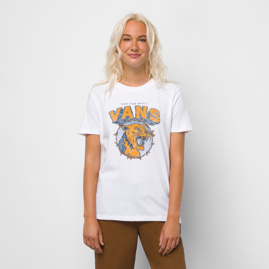 Vans Rawr Cat Bff טי לבן