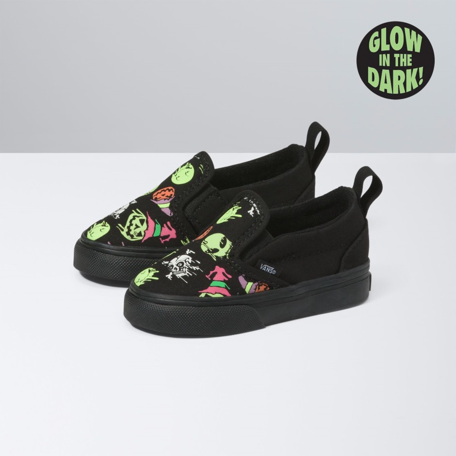ואן פעוט טריפי טפטוף זוהר Slip-on V שחור