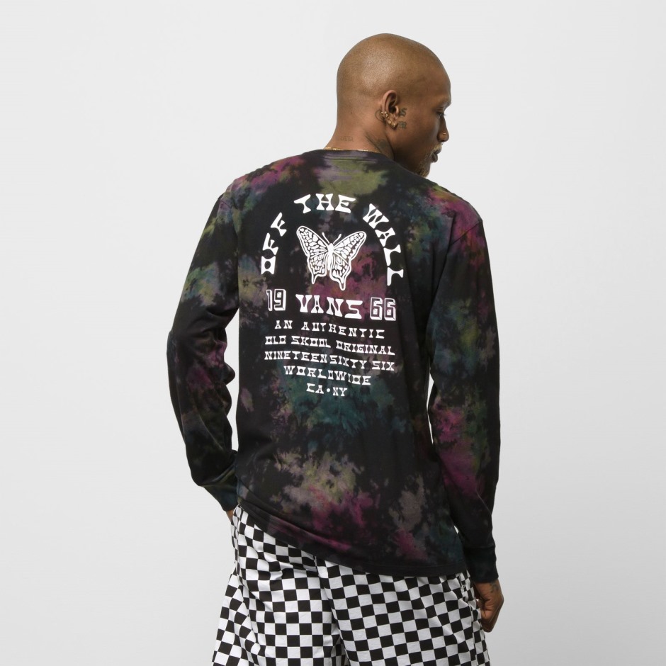 Vans Tri Tie Dye חולצת טריקו עם שרוולים ארוכים שחורה