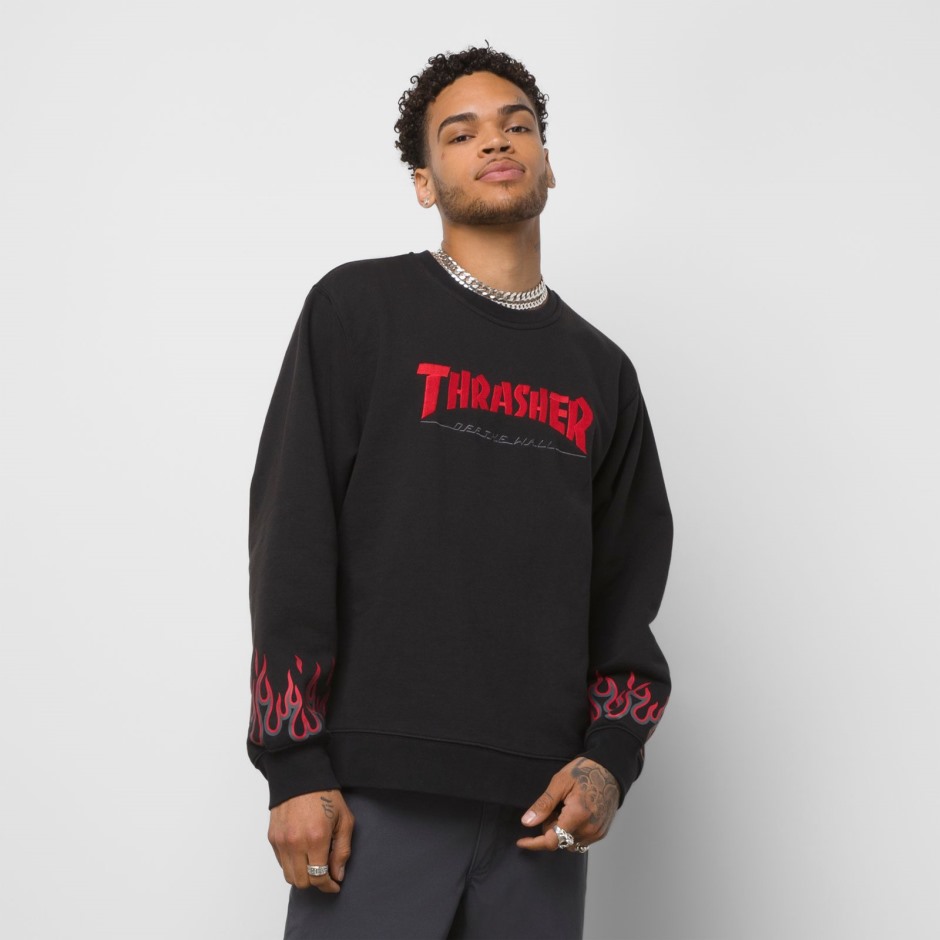 Vans X Thrasher Flame Crewneck שחור