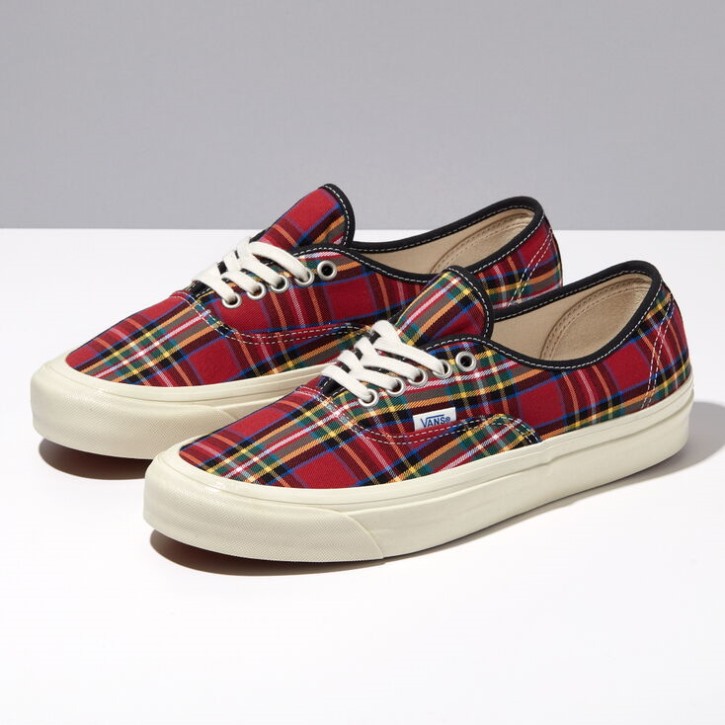 Vans Anaheim Factory Og משבצות אותנטיות 44 Dx ומשובצות אדום-ירוק