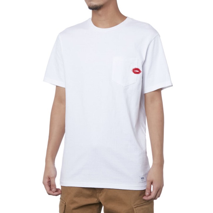 Vans Anaheim Lips כיס חולצת טריקו לבנה