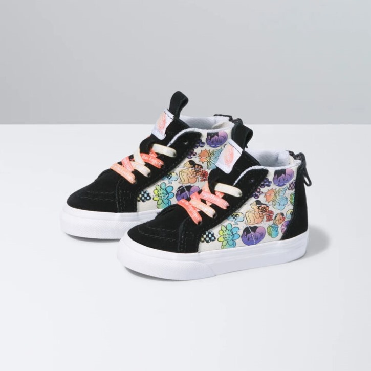 טנדרים לטפח טיפול פעוט Sk8-hi Zip אמיתי לבן