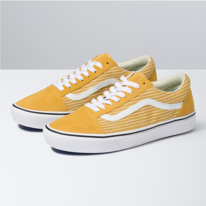 Vans Stripe Comfycush Old Skool גולדן זוהר לבן אמיתי