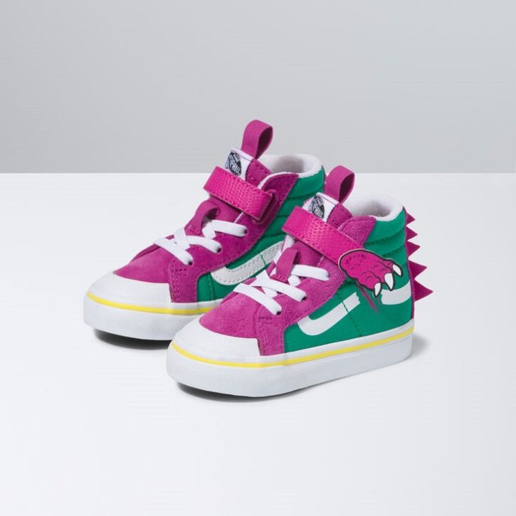 Vans Toddler Dino Sk8-hi מהדורה מחודשת 138 V פוקסיה אדום-פלפל ירוק
