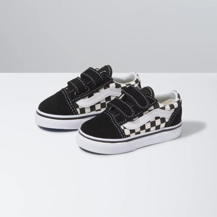 Vans Toddler Old School V (צ'ק ראשוני) שחור-לבן