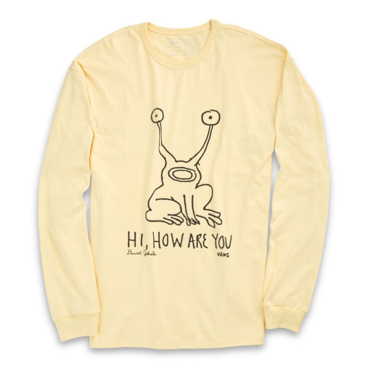 Vans X Daniel Johnston Otw חולצת טריקו עם שרוולים ארוכים בננה חיוורת