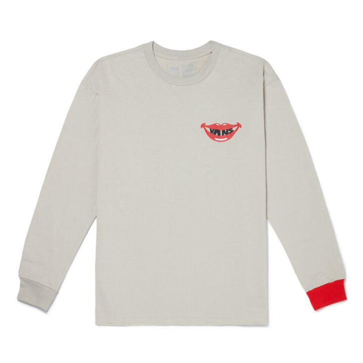 T-shirt Vans X Kazuki עם שרוולים ארוכים באפור בהיר