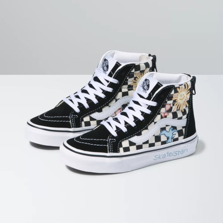 Vans X Skateistan Kids Sk8-hi לוח דמקה עם רוכסן