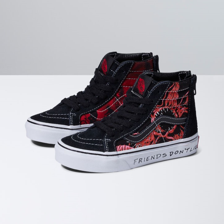 Vans X Stranger Things Kids Sk8-hi Zip שחור-אדום