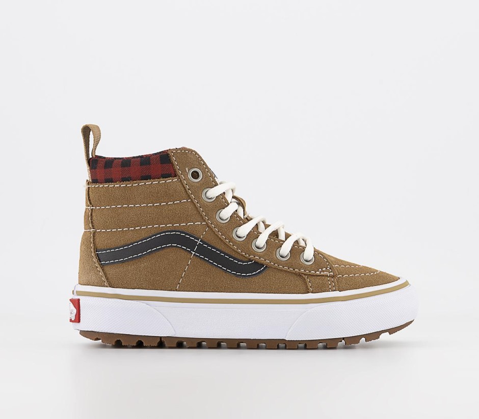 Vans Sk8 Hi נעלי ילדים משובצות חום שחור