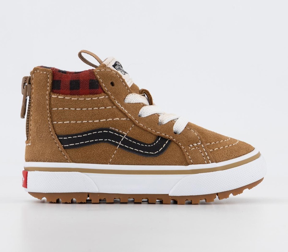 Vans Sk8 Hi Zip נעלי ספורט לפעוטות משובצות חום שחור