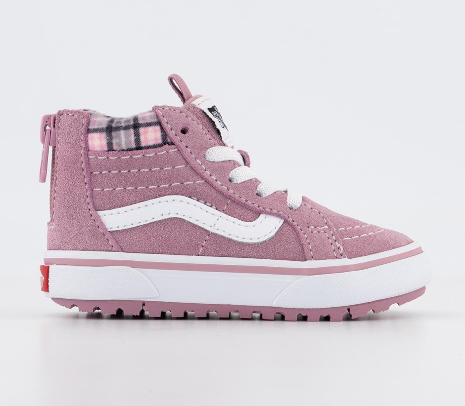 Vans Sk8 Hi Zip נעלי ספורט לפעוטות משובצות לילך