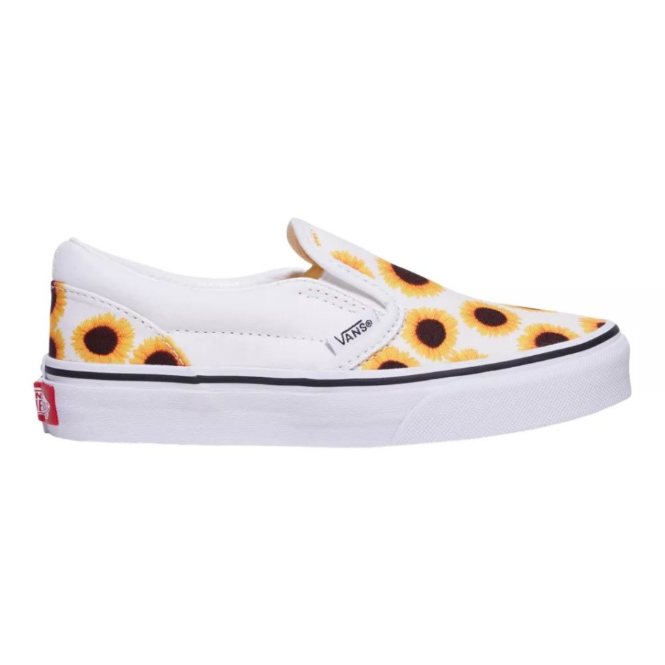 Vans Girls's Pre-school Classic Slid On Shoe נעלי חמניות צהוב-לבן אמיתי