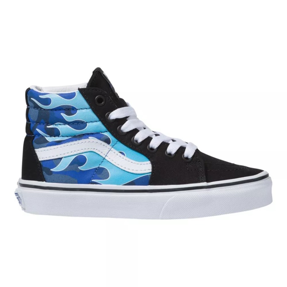 Vans Kids Grade School Sk8 נעלי סקייט נעלי סניקרס נעליים גבוהות לבנים תחתון כחול-קרח Camo